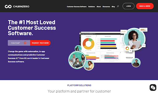 Screenshot of the ChurnZero homepage