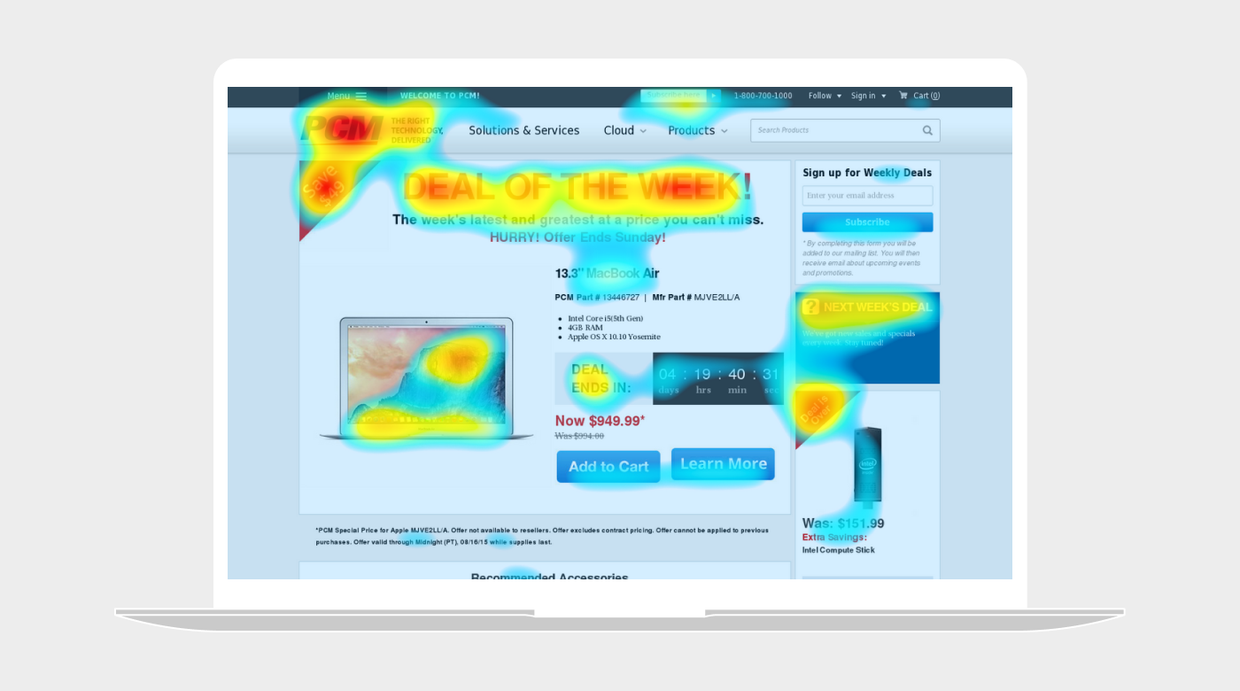 Heatmap showing user behavior